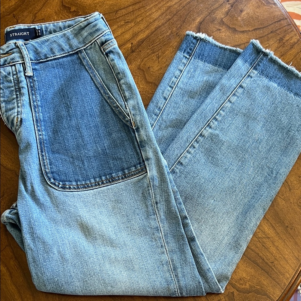 Boden Straight-Leg Button Fly Two-Tone Blue Denim Jeans Size 6